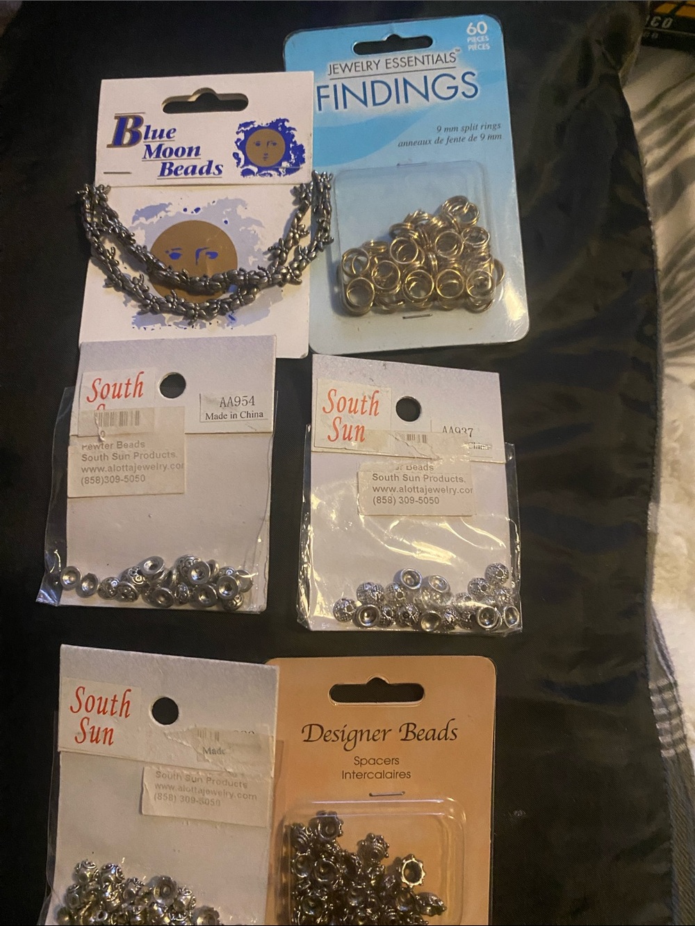 South Sun & Blue Moon Beads and Findings Assortment - Silver and Gold 6 packs